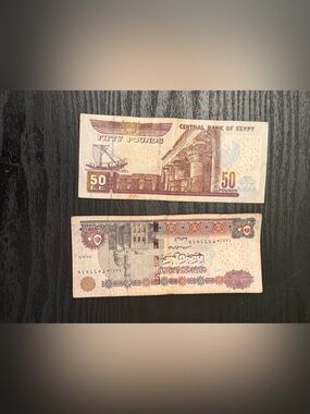 Authentic Egyptian 50 Pound Banknote, Genuine Currency, Great for Collectors.